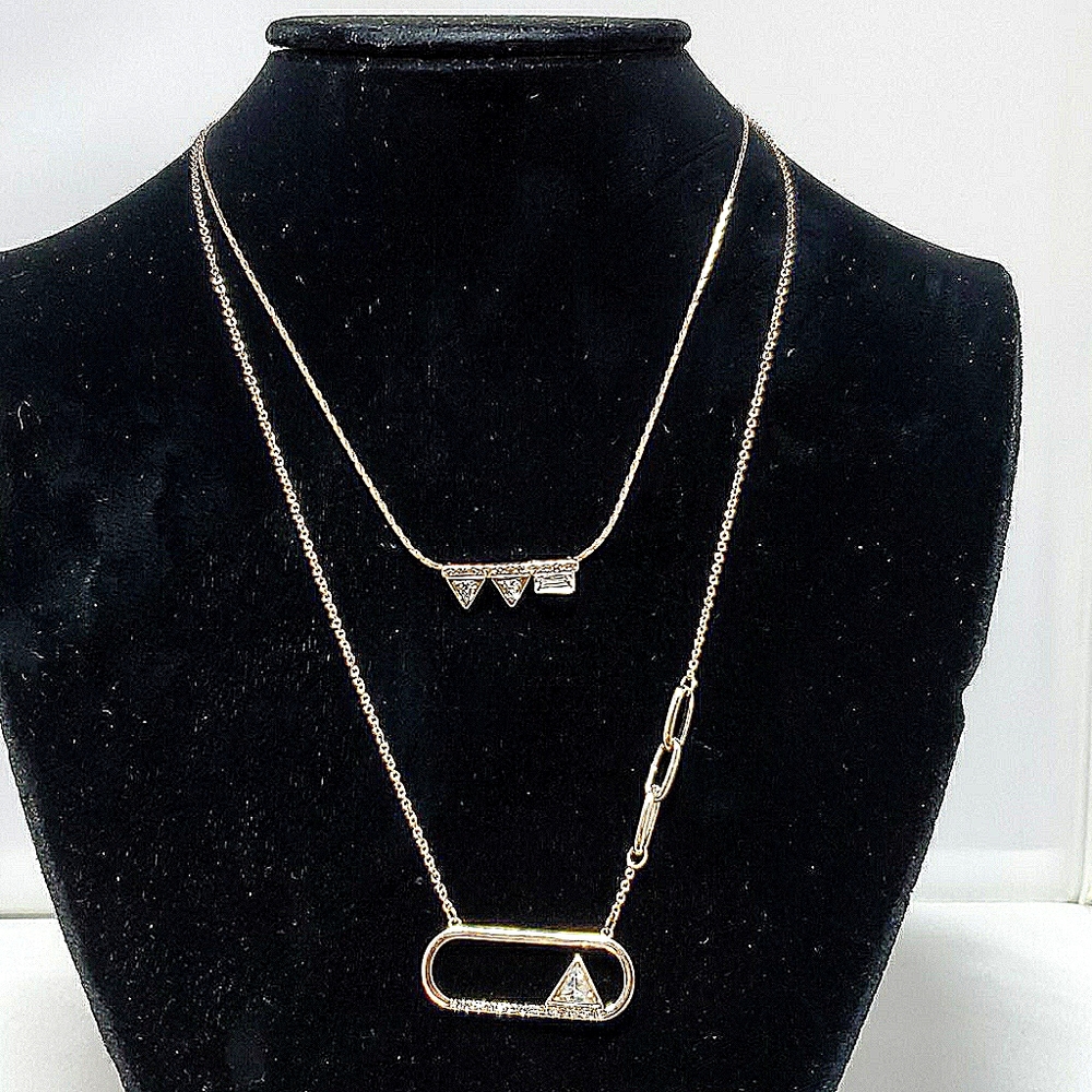 French connection rose gold crystal 2 strand necklace